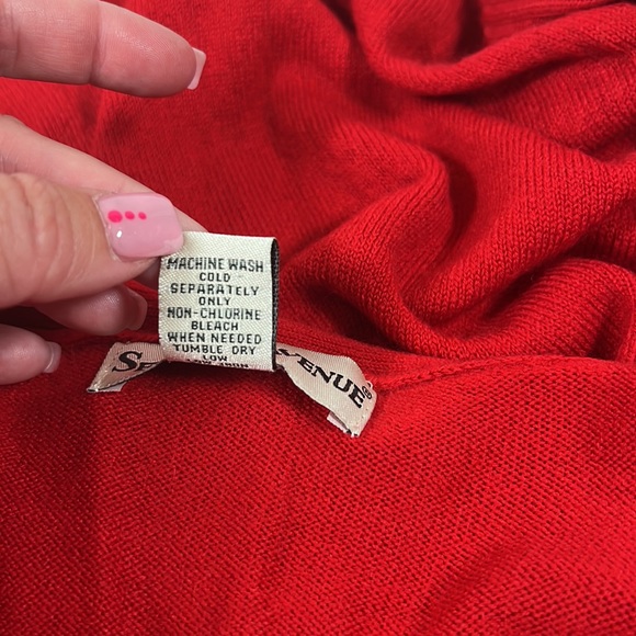 SEVENTH AVENUE Red Three Button Women's Long Sleeve Women's Cardigan V-Neck - Picture 6 of 6